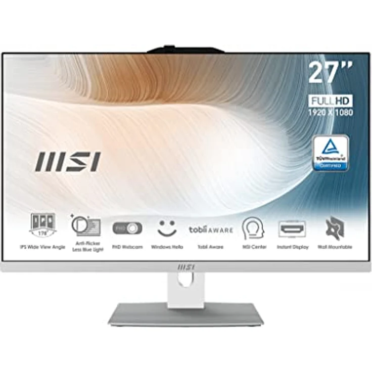 MSI Modern AM272P 12M-017DE Intel® Core™ i5 68,6 cm (27 Zoll) 1920 x 1080 Pixel 8 GB DDR4-SDRAM 512 GB SSD All-in-One-PC Windows 11 Pro Wi-Fi 6 (802.11ax) Weiß – Bild 1