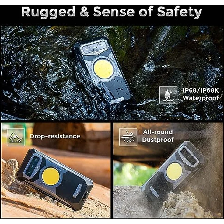 FOSSIBOT Outdoor Smartphone F102, 495 Lumen Camping Licht, 20GB+256GB, 108MP Kamera(20MP IR Nachtsicht), 16500mAh Akku, IP68 Wasserdichtes Handy Ohne Vertrag, Android 13, 6.58'' HD+, GPS NFC Rosa – Bild 3
