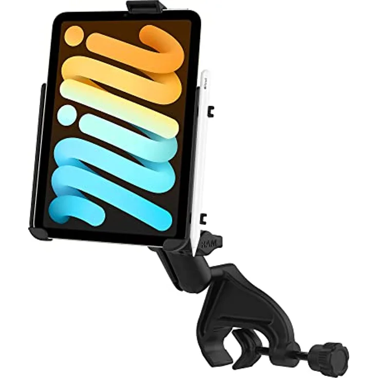 RAM Mounts UNPKD RAM EZ-ROLL'R Cradle for Apple iPad Mini 6 with Yoke Clamp Mount - Marine-Taugliches Aluminium, Pulverbeschichtet, für caseless iPad Mini 6
