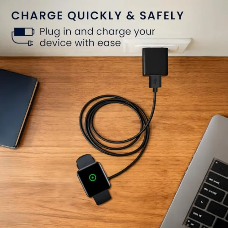 kwmobile Smartwatch Ladekabel für Xiaomi Redmi Watch 2 Lite/Redmi Watch 3/Band 7 Pro/Smart Band Pro, USB Aufladekabel in Schwarz, ideal als Ersatz- und Reiseladekabel, zuverlässige Ladeverbindung – Bild 3