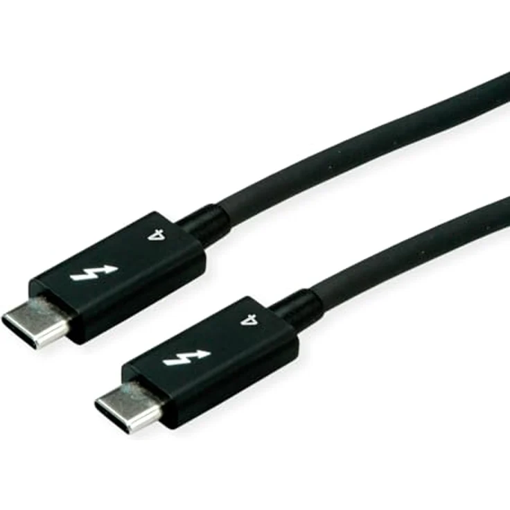 ROLINE Thunderbolt™ 4 Kabel, C-C, ST/ST, 40Gbit/s, 100W, passiv, schwarz, 0,8 m - Hochwertiges USB-Kabel mit 40 Gbit/s Datenübertragungsgeschwindigkeit – Bild 1