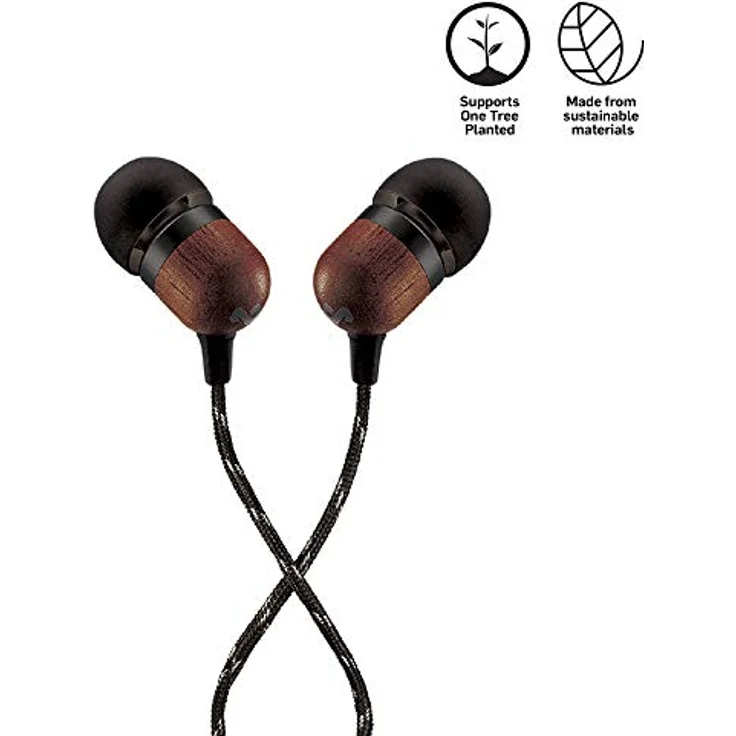 House of Marley Smile Jamaica In-Ear Kopfhörer, 1-Knopf Steuerung, Geräuschisolierung, 9,2mm Treiber, Mikrofon, Gelaufsätze in 2 verschiedenen Größen, verwicklungsfreies Kabel, Signature black – Bild 2
