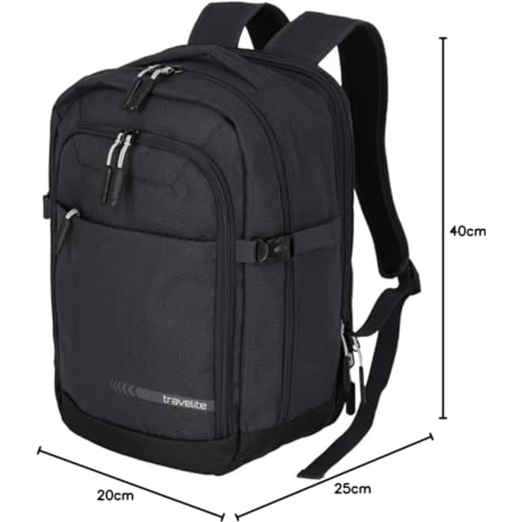 Travelite Handgepäck Rucksack, RyanAir Maße, KICK OFF, Laptop Rucksack 13 Zoll, Grau – Bild 5