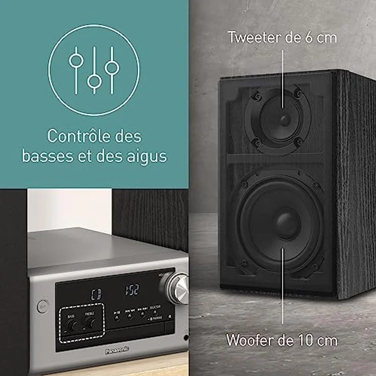 Panasonic MICRO SYSTEM DAB+ SCPM702EGS (Bluetooth, CD Player, 1x 80 W), Stereoanlage, Schwarz, Silber – Bild 6