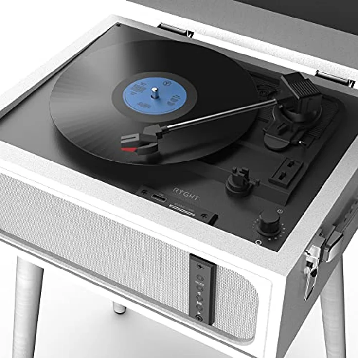 RYGHT Alto Lautsprecher kabellos und Plattenspieler Vinyl auf Standfüßen, Weiß – Bild 5