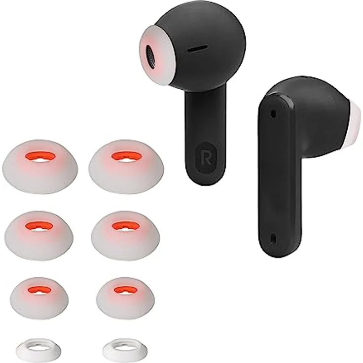 kwmobile 8X Ersatzpolster kompatibel mit JBL Tune Flex - Silikon Ohrstöpsel In-Ear Kopfhörer - 4 Größen, Weiß – Bild 1