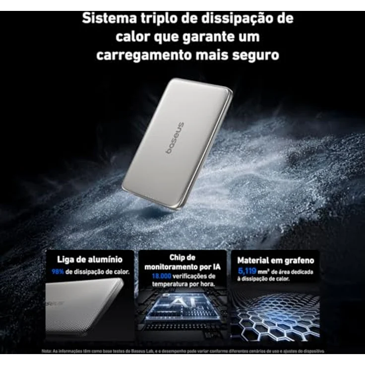 Baseus PicoGo AM41, 20W Magnetic Powerbank 5000mAh in Grey, ultraslim mit MagSafe Halterung und Pass-Through-Funktion – Bild 3