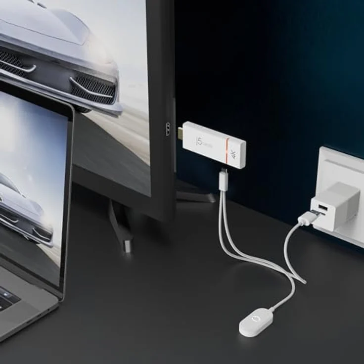 j5create ScreenCast 4K Wireless Display Adapter, kabelloses Streaming bis 4K, Unterstützung für AirPlay®, Miracast® & Chromecast™, 50 ft Reichweite – Bild 3
