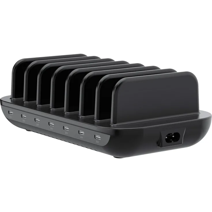 Conceptronic 7-Port USB PD Ladegerät OZUL07B, 160W mit 7x USB-C Anschlüssen, schwarz