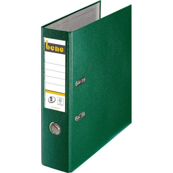 bene Aktenordner bene No.1 Power Ordner grün Kunststoff 8,0 cm DIN A4 - Klassischer österreichischer Standardordner, schmutz- und feuchtigkeitsabweisend