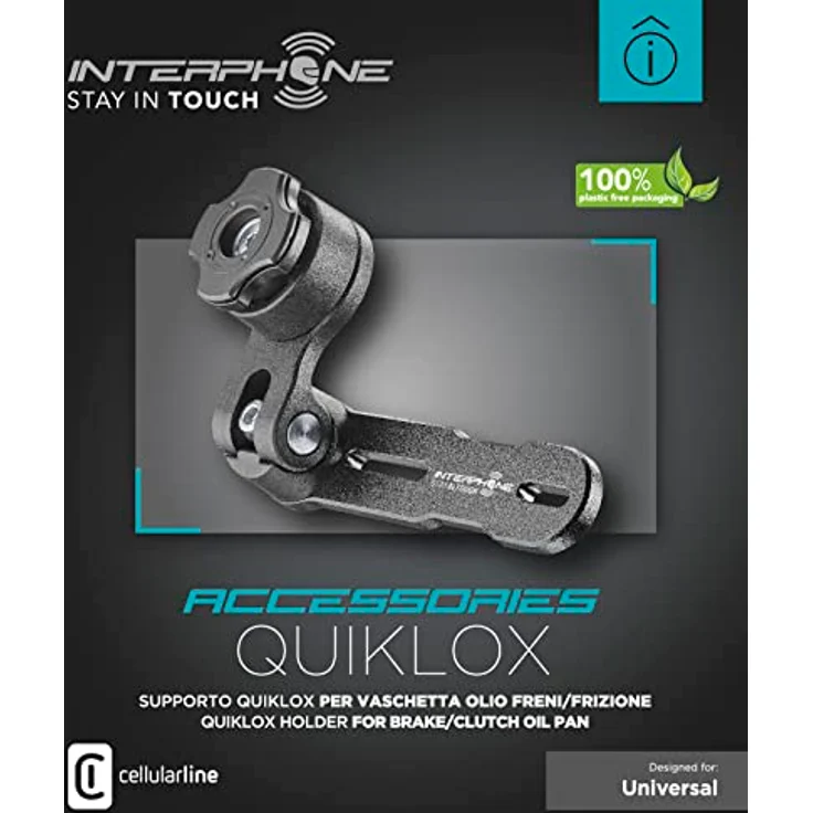 Interphone QUIKLOX Halter für Bremsflüssigkeitsbehälter, Smartphone Halterung, 360° drehbar, Schwarz – Bild 2