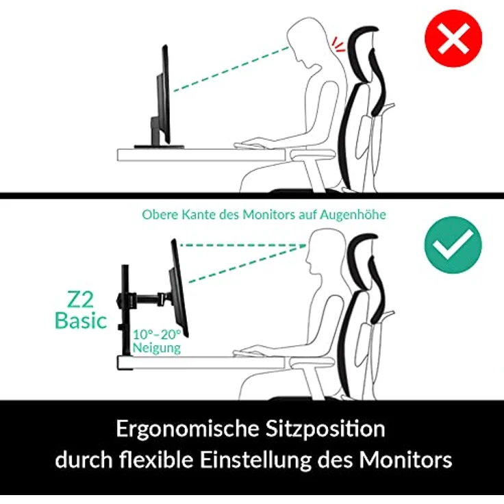 ARCTIC Z2 Basic - Dual-Monitorarm mit Tischhalterung, Flexible Monitorhalterung, Bildschirmhalterung für Schreibtisch, schwenkbar, höhenverstellbar, bis zu 32''-25'' Ultrawide – Bild 4