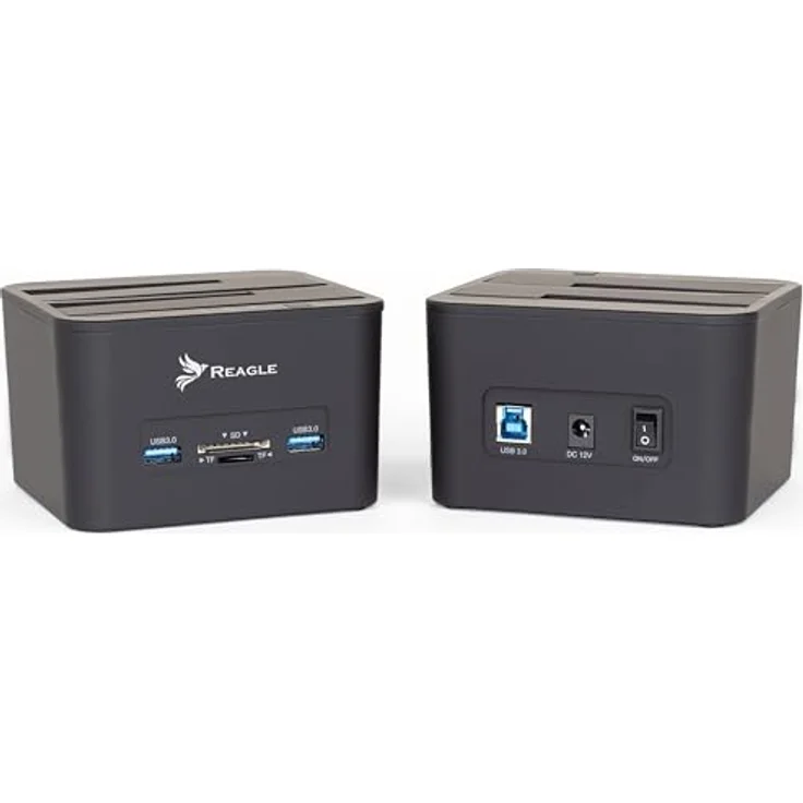 Reagle Dual Bay Docking Station für HDD/SSD, 32TB Unterstützung, USB 3.2 Gen 1, Kartenleser, Offline Klonen, Kompatibel mit Windows/Mac – Bild 5