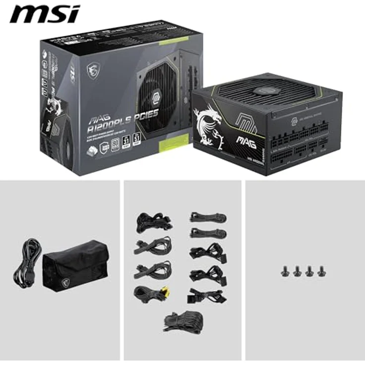 MSI MAG A1200PLS PCIE5, 1200 Watt Netzteil mit 80 PLUS Platinum, ATX12V 3.1, aktive PFC, 135 mm – Bild 7