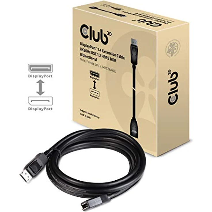 Club 3D - DisplayPort-Verlängerungskabel - DisplayPort (W) bis DisplayPort (M) eingerastet - DisplayPort 1.4 - 3 m - 8K Unterstützung – Bild 2