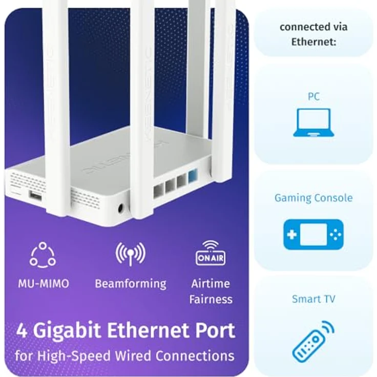 Keenetic Speedster 2nd Generation AC1200 Mesh-WLAN-5-Gigabit-Router/Extender mit einem 4-Port-Gigabit-Smart-Switch, Zuverlässiges Internet, 4K-Streaming, Cyberbedrohungsschutz – Bild 5