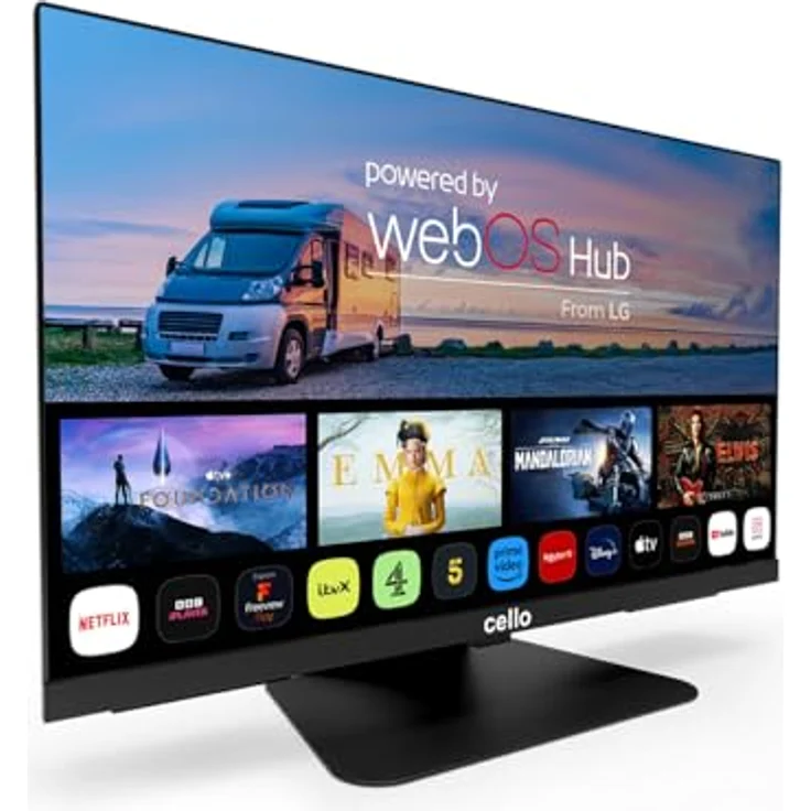 CELLO C2224WSF TRAV 22” Smart Camping LED TV mit DVD-Player, webOS, Triple Tuner, 12V/24V/230V Multispannung, Schwarz – Bild 2
