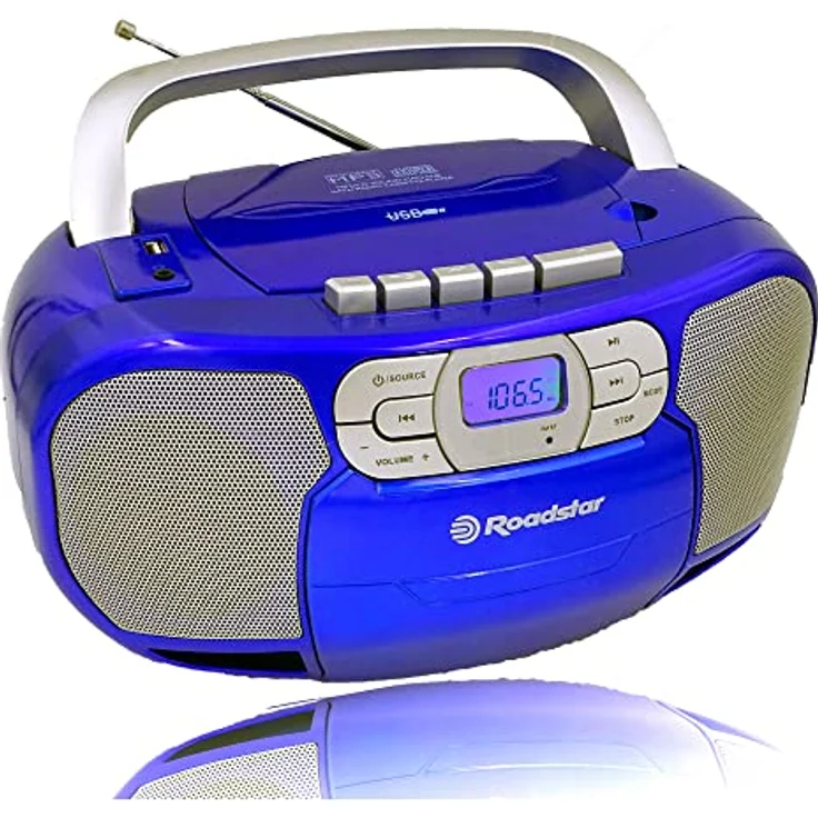 Roadstar RCR-4635UMP/BL Tragbare CD-Radio Kassette, Digitalradio PLL FM, Boombox CD-MP3-Player, USB, AUX-IN, Kopfhörerausgang, Blau – Bild 5