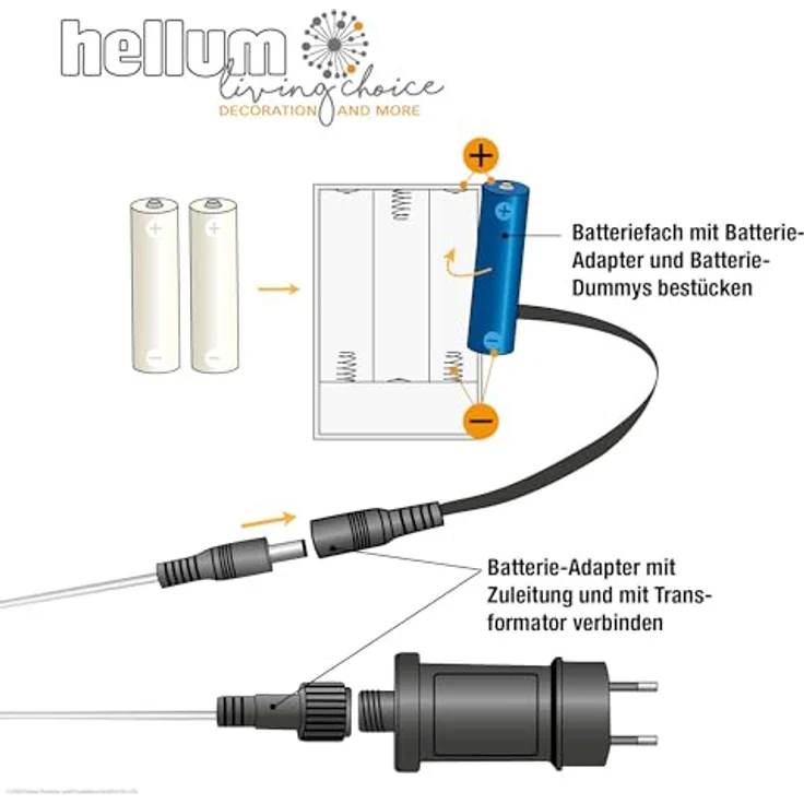 Hellum Batterie Adapter für 3xAA Batterien, 1,8 m Zuleitung, kompatibel mit Zeitschaltuhren – Bild 3