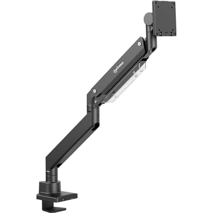 Manhattan Tischhalterung für Monitor bis 57", mit USB-Ports, Gasdruckfeder, Traglast bis 27 kg, Aluminium, Schwarz – Bild 1