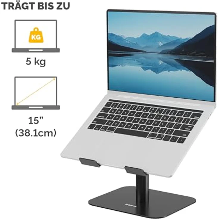 Fellowes Alumia™ Laptopständer, ergonomisch, höhen- und neigungsverstellbar, aus recyceltem Aluminium, schwarz, platzsparend für Büro & Zuhause – Bild 3