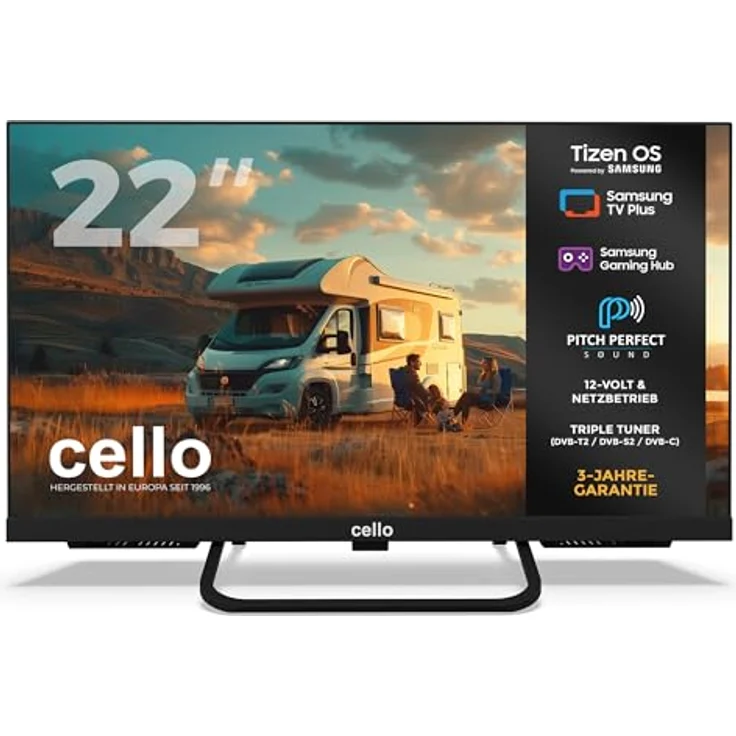 CELLO CTrav 22TZ, 22 Zoll Smart Camping LED TV mit TizenOS, Triple Tuner, Pitch Perfect Sound, 12V/24V/230V Multispannung – Bild 1