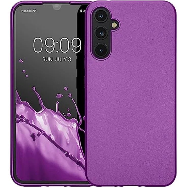 kwmobile Handyhülle für Samsung Galaxy A34 5G - Silikon Case in Metallic Violett, flexibel, reißfest und rutschfest – Bild 5