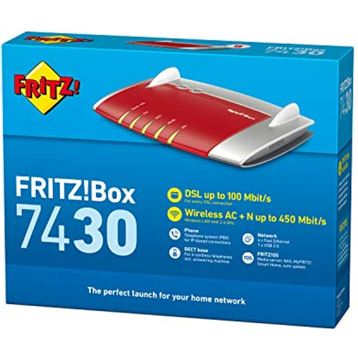 AVM FRITZ!Box 7430 (IP-B30 A Wireless N 450, für Telefonie auf IP Basis DECT Anrufbeantworter, ADSL2 VDSL 4 + 1 USB LAN) internationale version – Bild 4