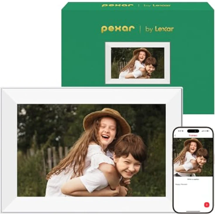 Pexar Terra Digitaler Bilderrahmen, 10,1 Zoll, grauer blendfreier Touchscreen mit 32 GB Speicher und Frameo-App für einfaches Teilen von Fotos und Videos – Bild 1