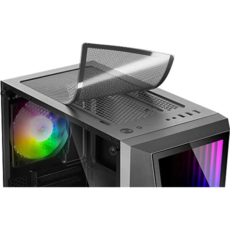 Mars Gaming MC777 RGB, ATX/Mini-ITX PC-Gehäuse mit gehärtetem Glas, ARGB Infinity Mirror, leistungsstarke Doppelkühlung, Schwarz – Bild 6