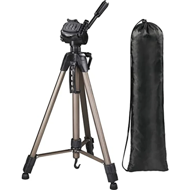 Hama Kamera Stativ Star 62 (Einstiger Dreibeinstativ mit 3-Wege-Kopf, Fotostativ mit 64-160cm Höhe, Kamerastativ passend für Spigelreflex- und Systemkameras) Champagner – Bild 6