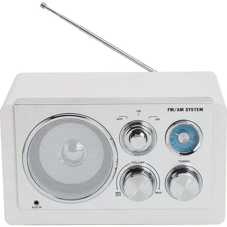 Denver TR-63W, AM/FM Analogradio mit AUX-Eingang, integrierter Teleskopantenne, 15W Leistung, weiss