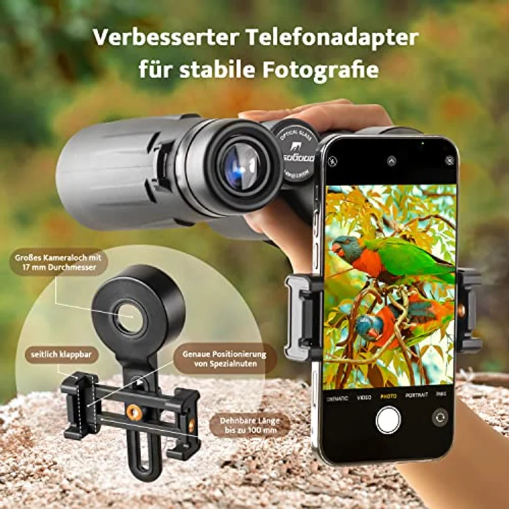Usogood Fernglas 10x42 HD, BAK4 Prisma und FMC Objektiv, Smartphone-Adapter, 3 Jahre Garantie, ideal für Vogelbeobachtung und Jagd – Bild 4
