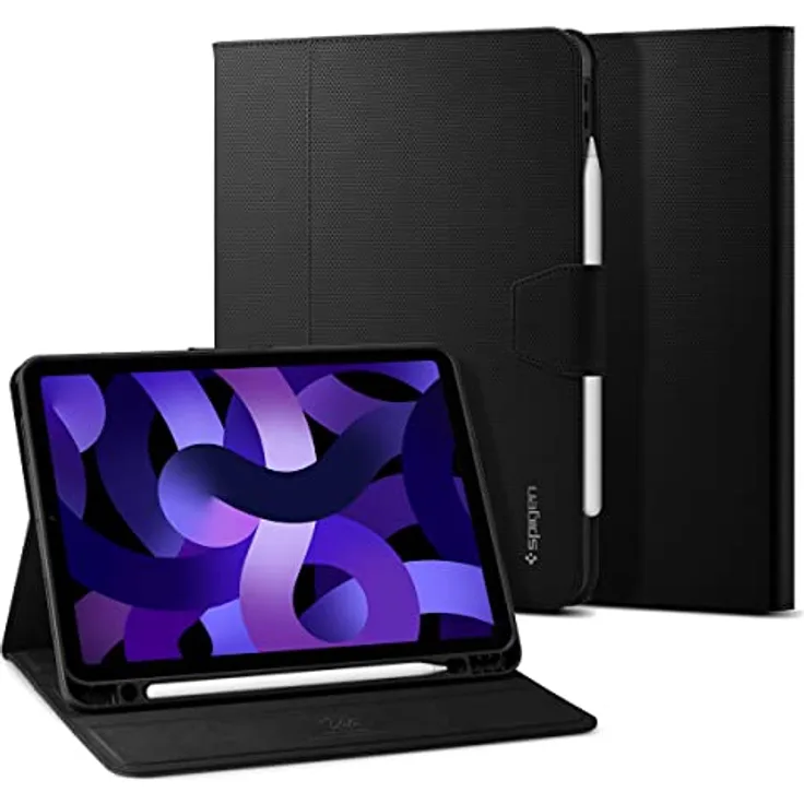 Spigen Liquid Air Folio Hülle Case kompatibel mit iPad Air 4 (2020) / iPad Air 5 (2022) 10.9 Zoll - Schwarz