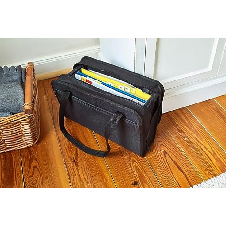 VELOFLEX Aktenordner Veloflex Fächertasche Office 4446880, DIN A4, 24 Fächer, Textil, schwarz mit Tragegriff – Bild 2