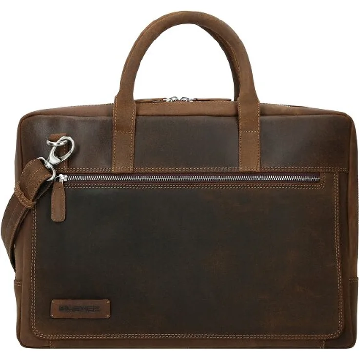 Plevier Coventry Aktentasche, 41 cm, 100% Leder mit Laptopfach, dunkelbraun