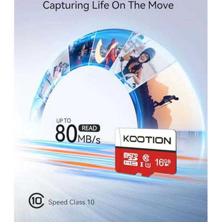 KOOTION Micro SD Karte 16GB Class 10, 5er Pack UHS-I Speicherkarte für Android Smartphones, Tablets und Kameras, hohe Lesegeschwindigkeit bis zu 80 MB/s, wasserbeständig und stoßfest – Bild 2