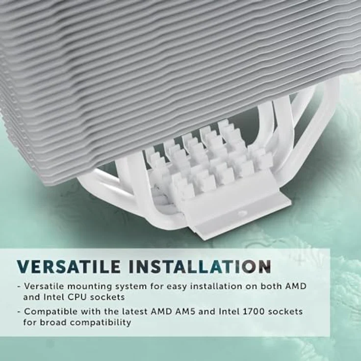 Kolink Umbra EX180 White Edition, CPU Kühler mit 120 mm PWM-Lüfter und vier 6 mm Kupfer-Heatpipes, weiss – Bild 5