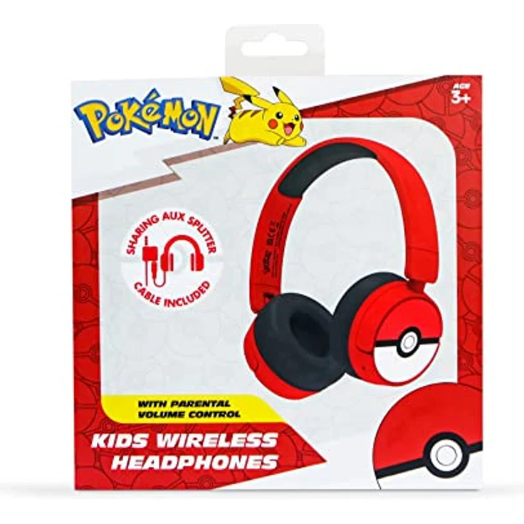 OTL Technologies PK1000 Pokemon Poke Ball Kinder-Kopfhörer, kabellos, Rot – Bild 2