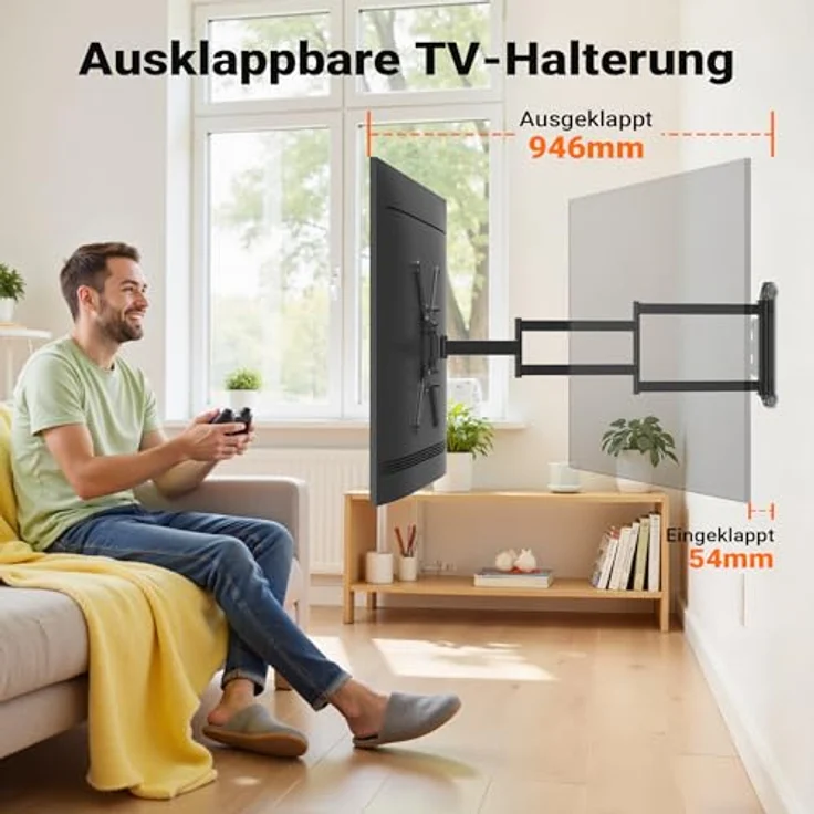 Wiltec TV-Halterung 23"-65", schwenkbar bis 35 kg, VESA-kompatibel, mit Kabelmanagement – Bild 5