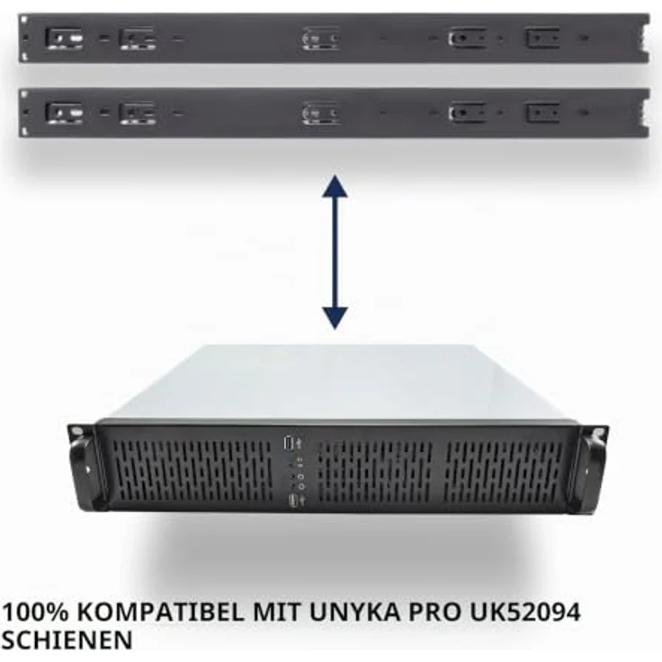 UNYKAch 2U 19″ UK 2129 Rack-Gehäuse, Schwarz-Silber, micro ATX, 4x 3,5" Festplattenslots, 3x 80mm Lüfter – Bild 9