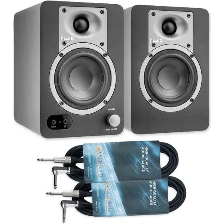 Fluid Audio C35BT, Aktive Studio-Monitore mit 3,5 Zoll Zweiwege-System, 64 Watt, Bluetooth 5.0 und AUX-Eingang