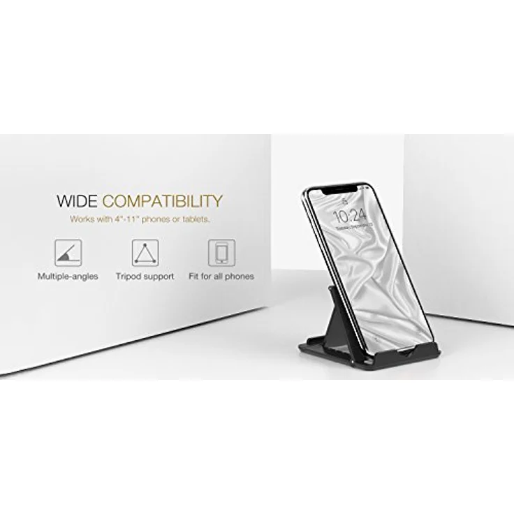 MoKo Mini Portable Handy / Tablet Ständer(2 Pack)- Faltbar Desktop Halterung für 6-8'' Tablet, E-Reader, Handy, iPhone 7 / 7 Plus/ 8/ X, iPad, Galaxy Tab, S7/ S7 Edge, Galaxy Note 8, Schwarz?2 – Bild 3