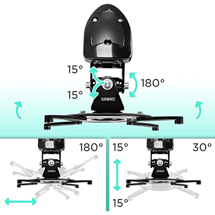 Duronic PB10XM Beamer Halterung | drehbar und schwenkbar | Heimkino | Traglast bis zu 15 kg | 360° Rotation – Bild 3