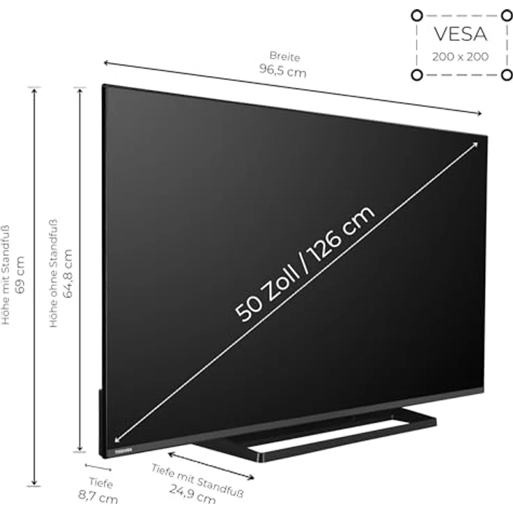 Toshiba 50 Zoll Fernseher Fire TV (4K UHD Smart TV, HDR Dolby Vision, Alexa Built-In, Sound by Onkyo) in Schwarz - 50UF3F63DAZ – Bild 2