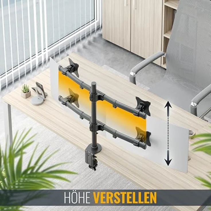 RICOO Monitorhalterung 2 Monitore Monitorarm Monitor Halterung Tisch TS7811 VESA Tischhalterung für 13-27 Zoll Bildschirme - Schwenkbar, Höhenverstellbar, 360 Grad drehbar – Bild 4