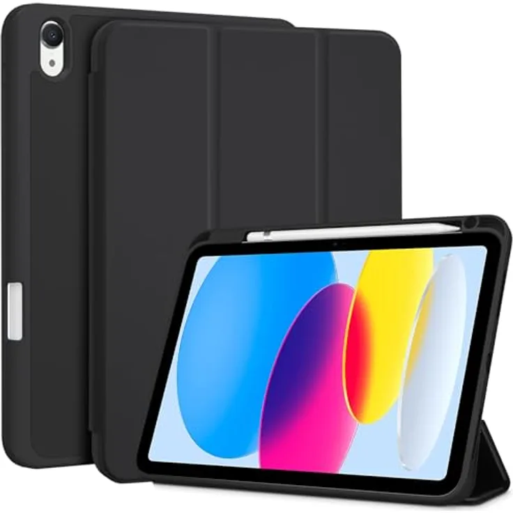 ProCase Hülle für iPad A16 11. & 10. Generation (2025/2022) – Leichte & Dünne Schutzhülle mit Stifthalter und Smart Cover – Schwarz