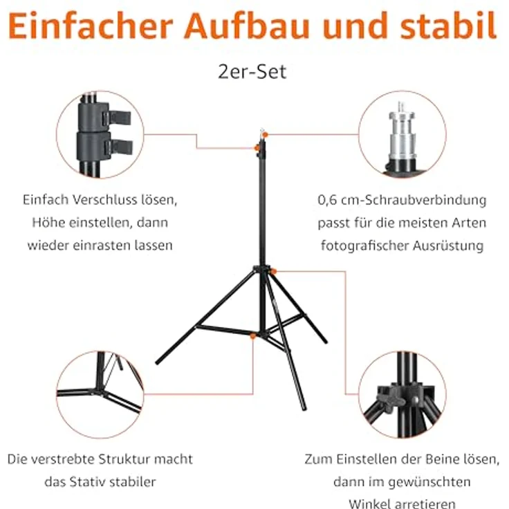 AmazonBasics - Kamera - Beleuchtungsstativ, Aluminium, 2,13 m, 2er-Pack – Bild 3