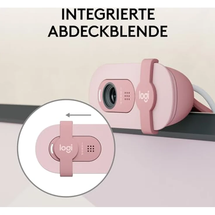 Logitech Brio 100 Full HD-Webcam für Meetings und Streaming, Auto-Lichtausgleich, integriertes Mikrofon, Abdeckblende, USB-A, für Microsoft Teams, Google Meet, Zoom und mehr - Rosa – Bild 4