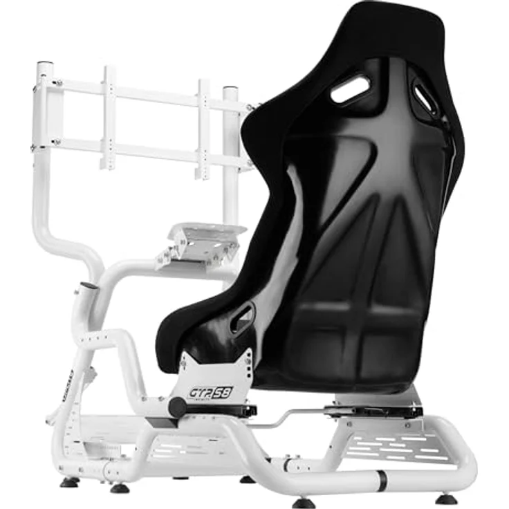 OPLITE Monitor Stand GTR S3/S8, Monitorständer mit Einstellbarer Höhe, Weiß, für Bildschirme bis 50 Zoll, Anti-Diebstahl-Verriegelung – Bild 4
